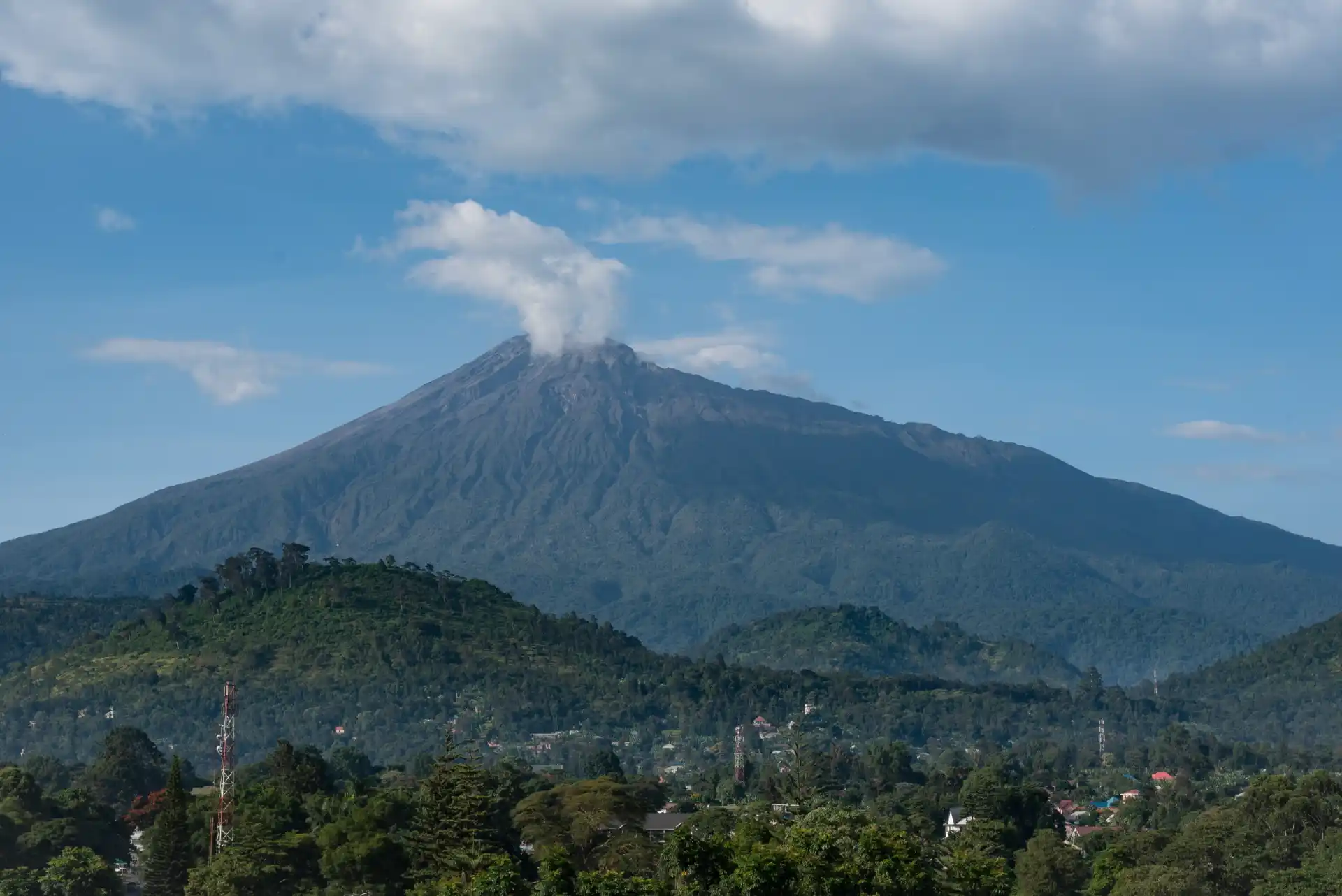 Mount Meru rising above Arusha - the majestic backdrop to Tanzania's safari capital